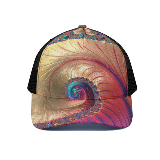 Infinite Fractal Print Black Mesh Trucker Cap