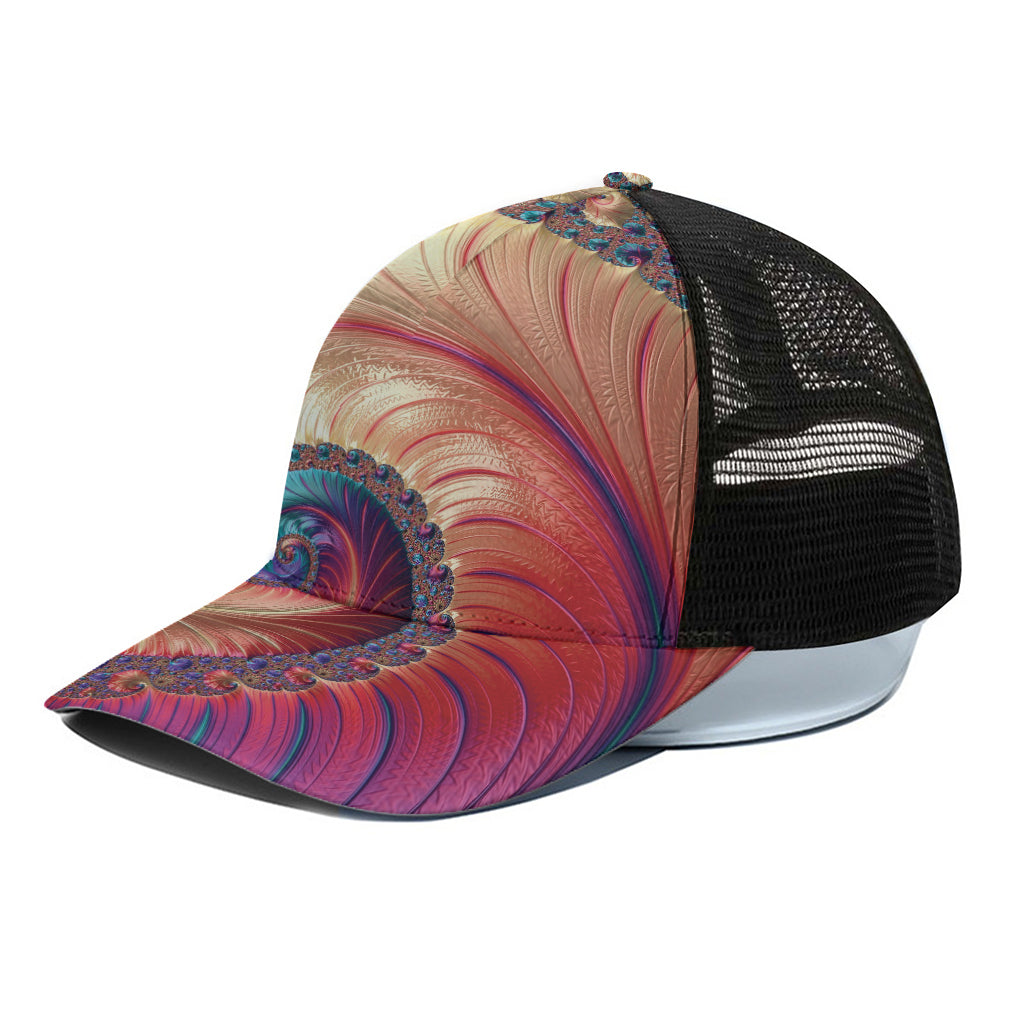 Infinite Fractal Print Black Mesh Trucker Cap