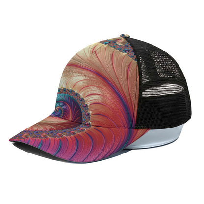 Infinite Fractal Print Black Mesh Trucker Cap