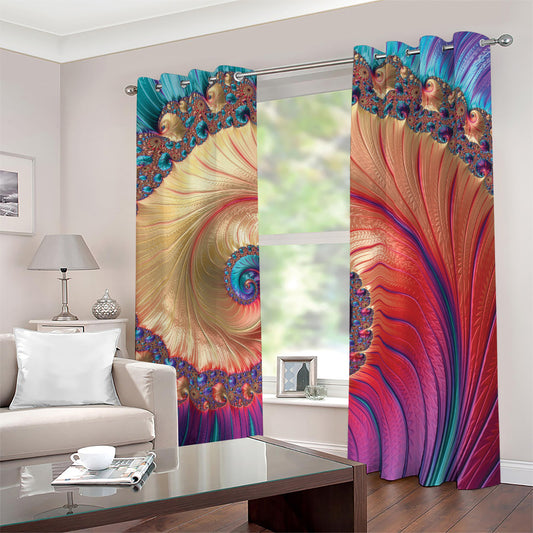 Infinite Fractal Print Blackout Grommet Curtains