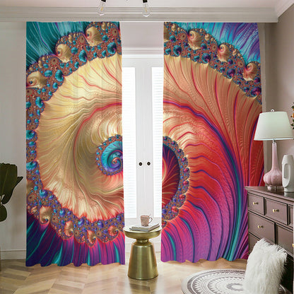 Infinite Fractal Print Blackout Pencil Pleat Curtains