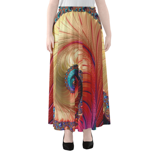 Infinite Fractal Print Chiffon Maxi Skirt