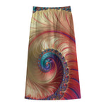 Infinite Fractal Print Cotton Front Slit Maxi Skirt
