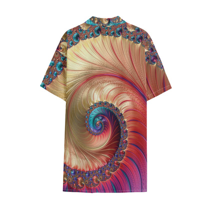 Infinite Fractal Print Cotton Hawaiian Shirt