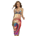 Infinite Fractal Print Cross Back Cami Dress