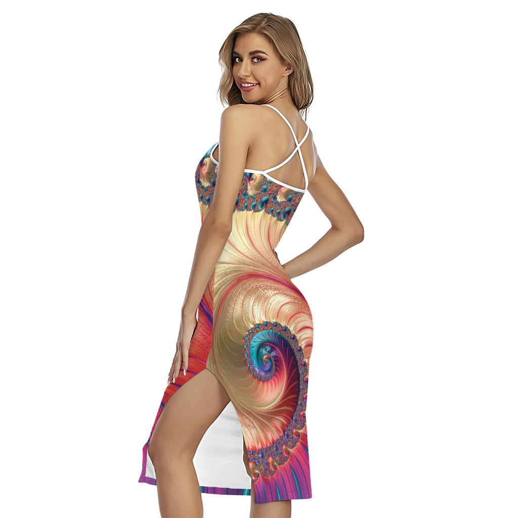 Infinite Fractal Print Cross Back Cami Dress