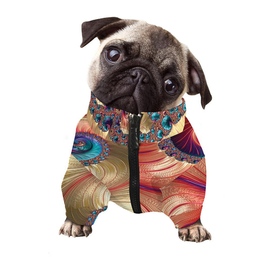 Infinite Fractal Print Dog Zip Up Jacket
