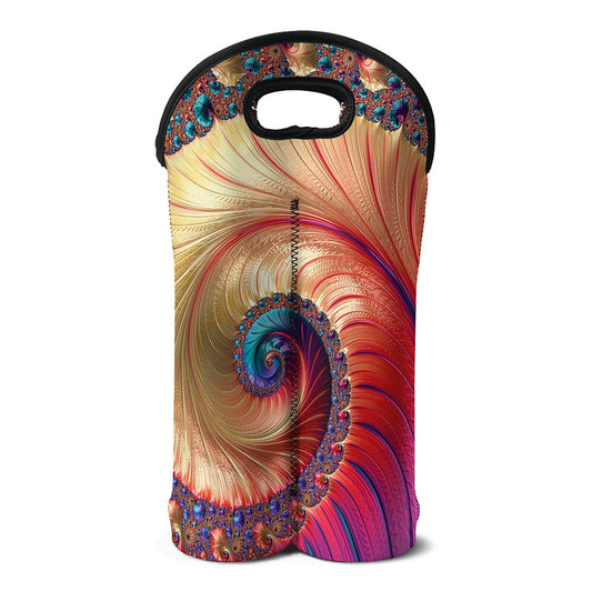 Infinite Fractal Print Double Neoprene Wine Tote