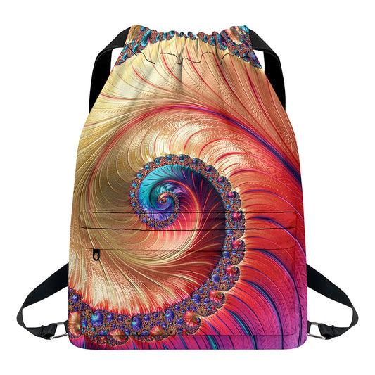 Infinite Fractal Print Drawstring Backpack