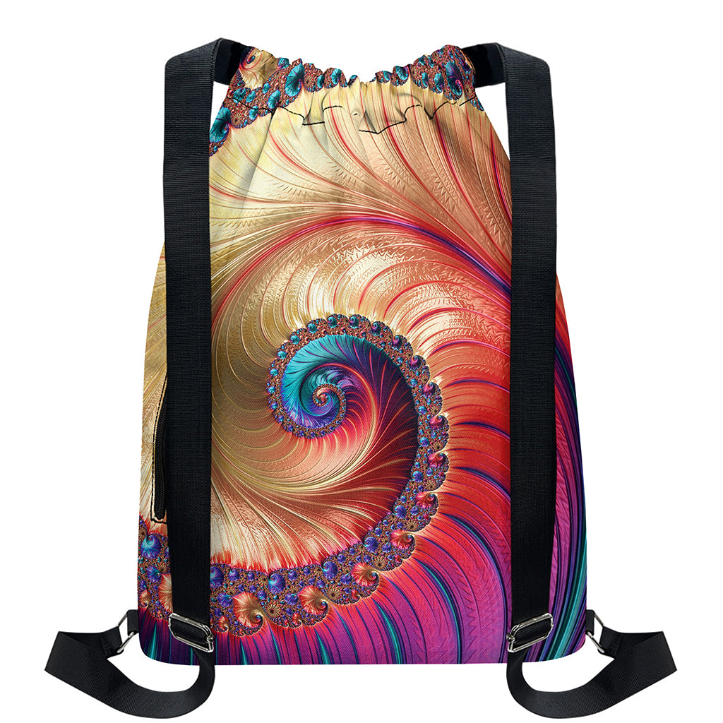 Infinite Fractal Print Drawstring Backpack