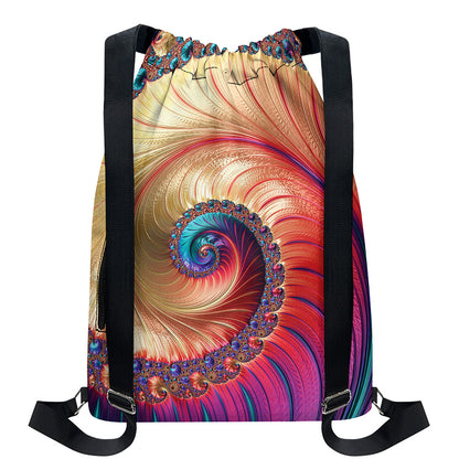 Infinite Fractal Print Drawstring Backpack