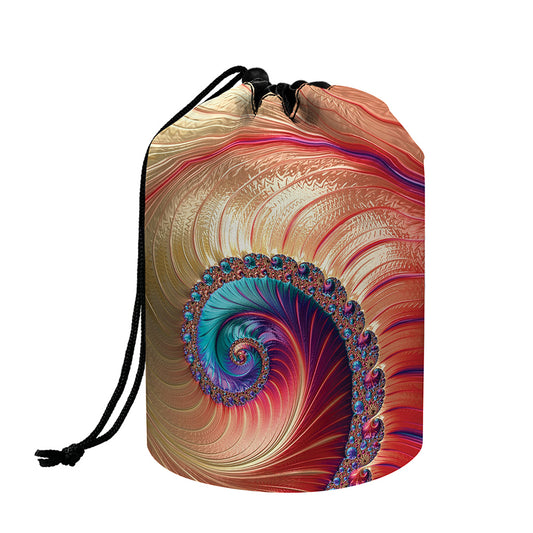 Infinite Fractal Print Drawstring Makeup Bag