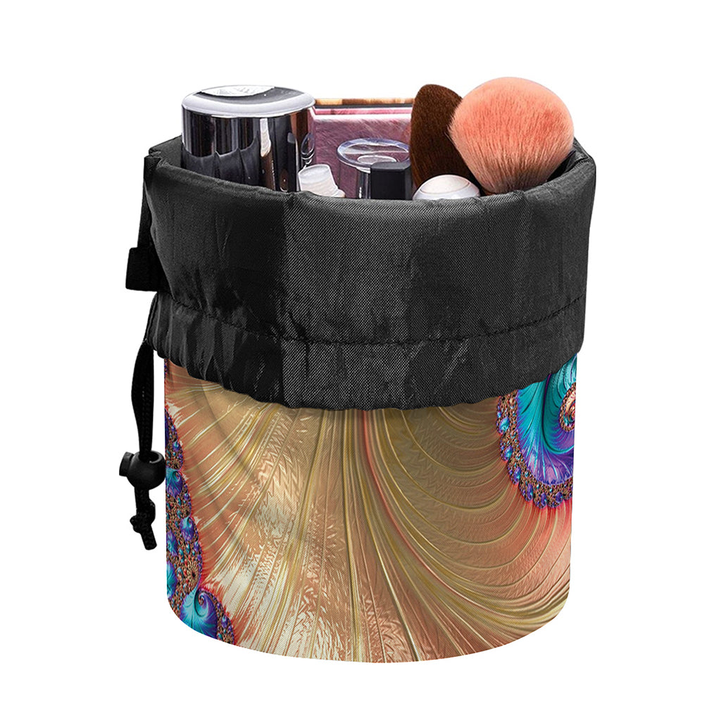Infinite Fractal Print Drawstring Makeup Bag