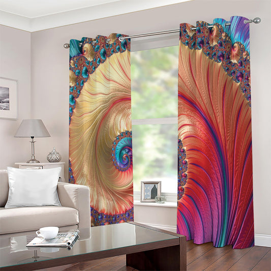 Infinite Fractal Print Extra Wide Grommet Curtains