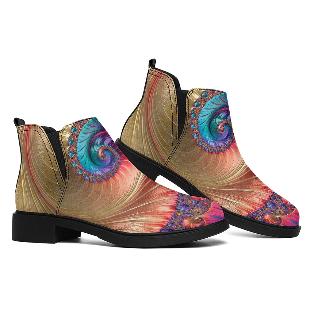 Infinite Fractal Print Flat Ankle Boots