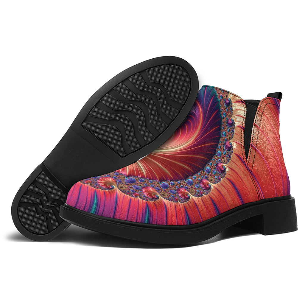Infinite Fractal Print Flat Ankle Boots