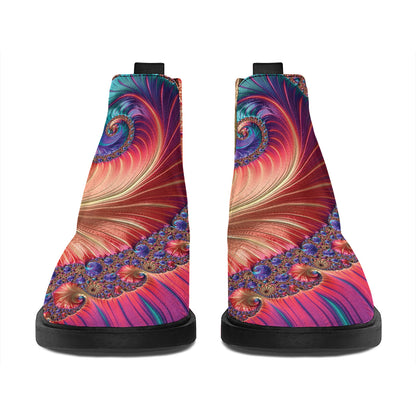 Infinite Fractal Print Flat Ankle Boots