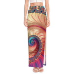 Infinite Fractal Print High Slit Maxi Skirt