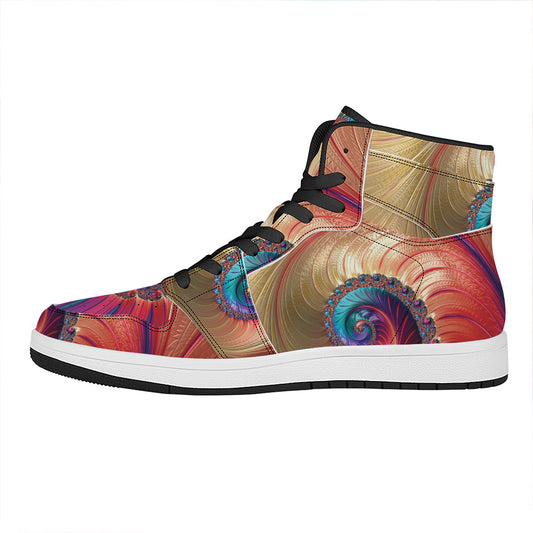 Infinite Fractal Print High Top Leather Sneakers