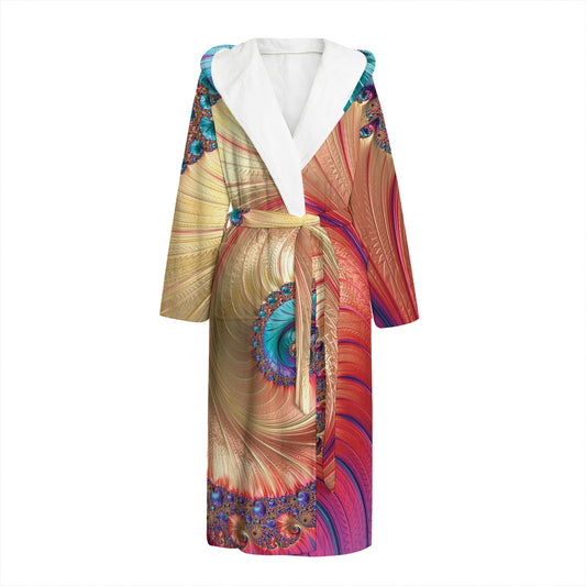 Infinite Fractal Print Hooded Bathrobe
