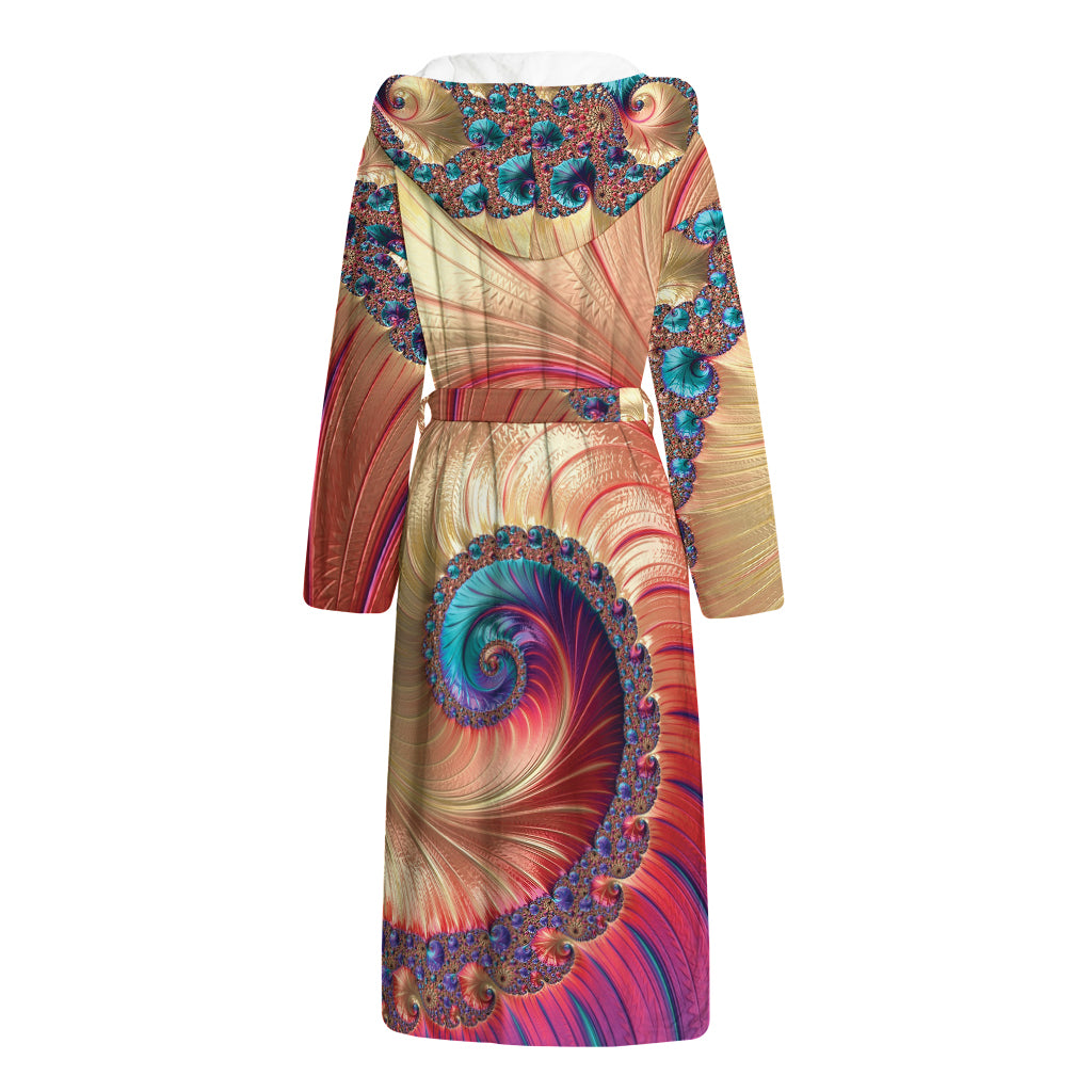 Infinite Fractal Print Hooded Bathrobe
