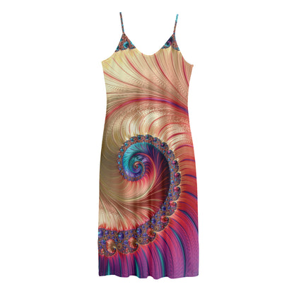 Infinite Fractal Print Jersey Midi Cami Dress