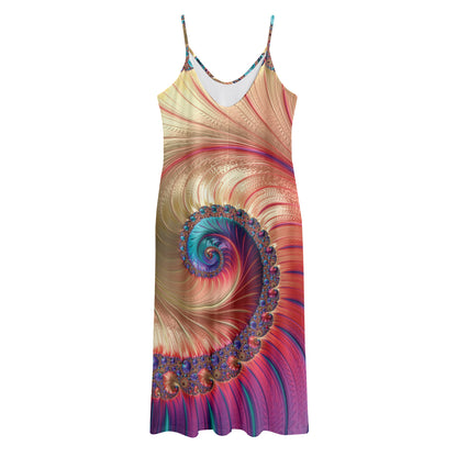 Infinite Fractal Print Jersey Midi Cami Dress