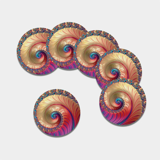Infinite Fractal Print Leather Coaster Set