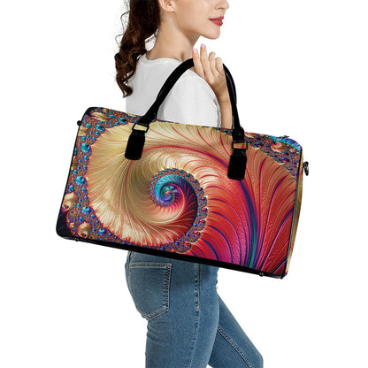 Infinite Fractal Print Leather Duffle Bag