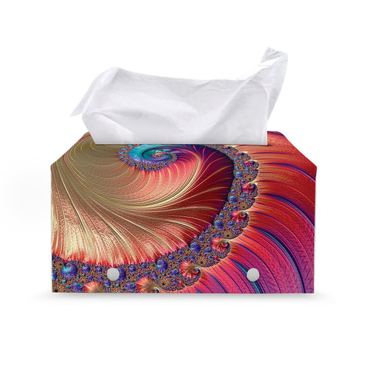 Infinite Fractal Print Leather Tissue Box Cover