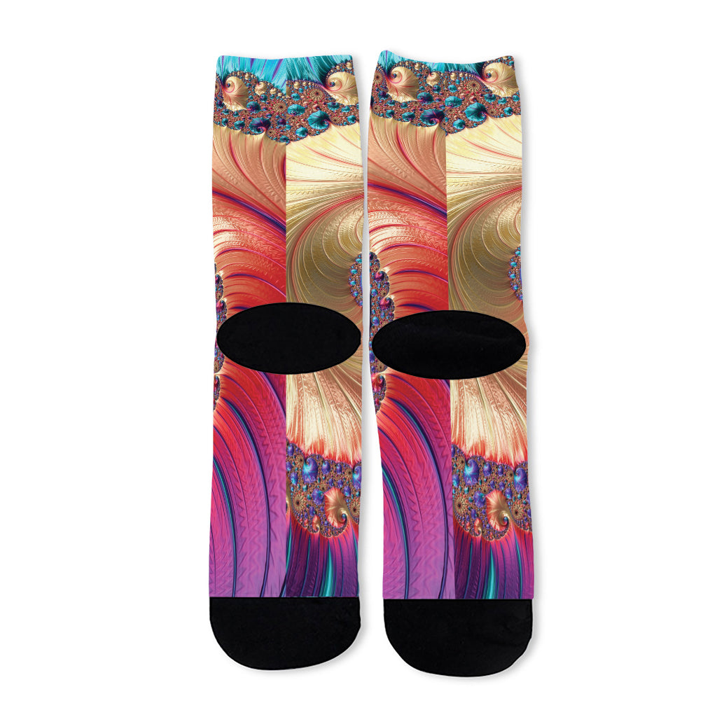 Infinite Fractal Print Long Socks