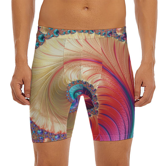 Infinite Fractal Print Men's Long Boxer Briefs