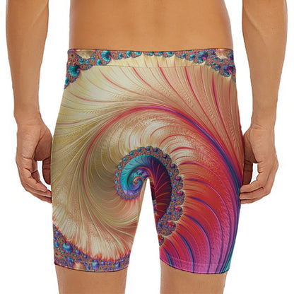 Infinite Fractal Print Men's Long Boxer Briefs
