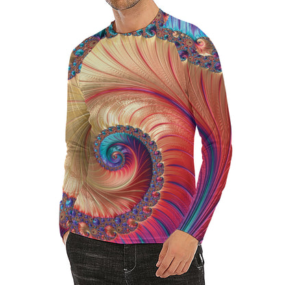 Infinite Fractal Print Men's Long Sleeve Rash Guard