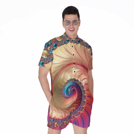 Infinite Fractal Print Men's Rompers