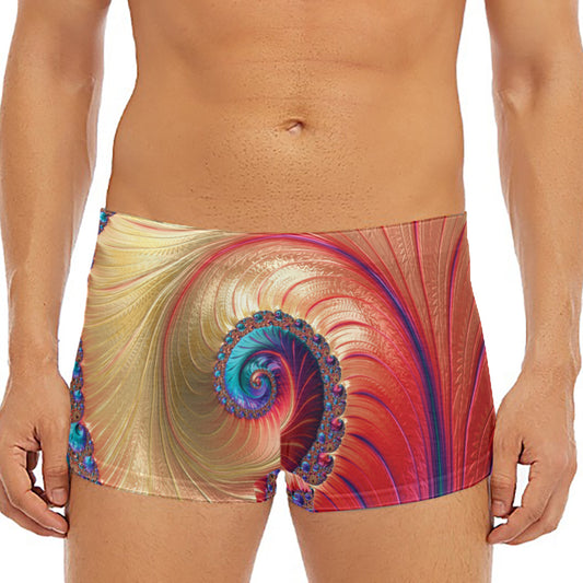 Infinite Fractal Print Men's Short Boxer Briefs