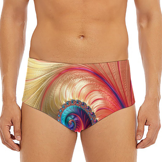 Infinite Fractal Print Men's Triangle Swim Briefs