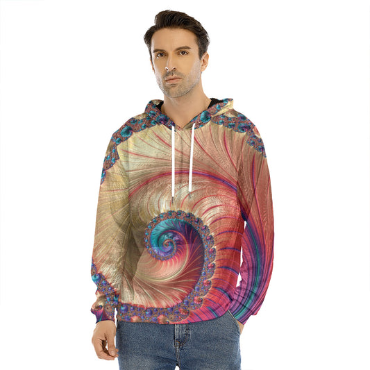 Infinite Fractal Print Men's Velvet Pullover Hoodie