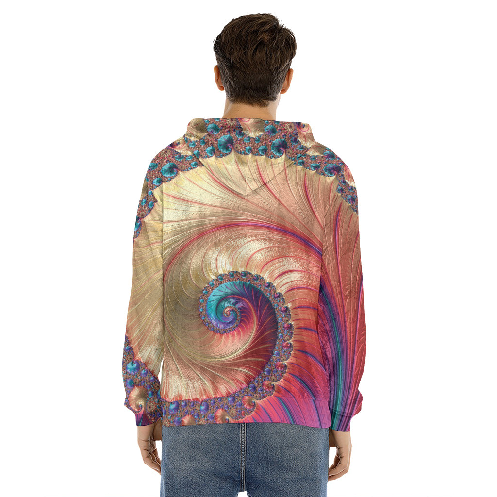Infinite Fractal Print Men's Velvet Pullover Hoodie