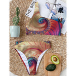 Infinite Fractal Print One Shoulder Bikini Top