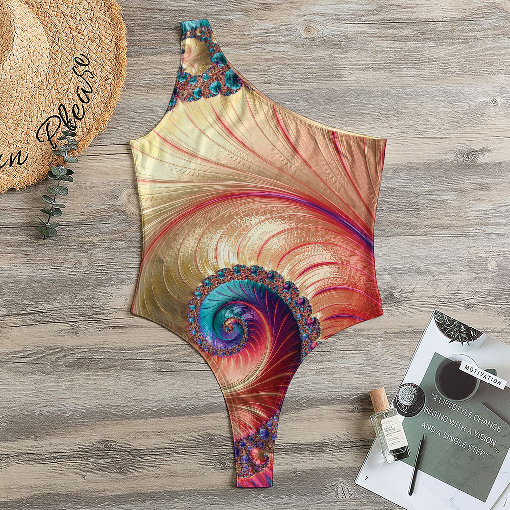 Infinite Fractal Print One Shoulder Bodysuit