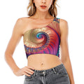 Infinite Fractal Print One Shoulder Crop Top