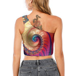 Infinite Fractal Print One Shoulder Crop Top