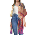 Infinite Fractal Print Open Front Beach Cover Up