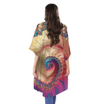 Infinite Fractal Print Open Front Beach Cover Up