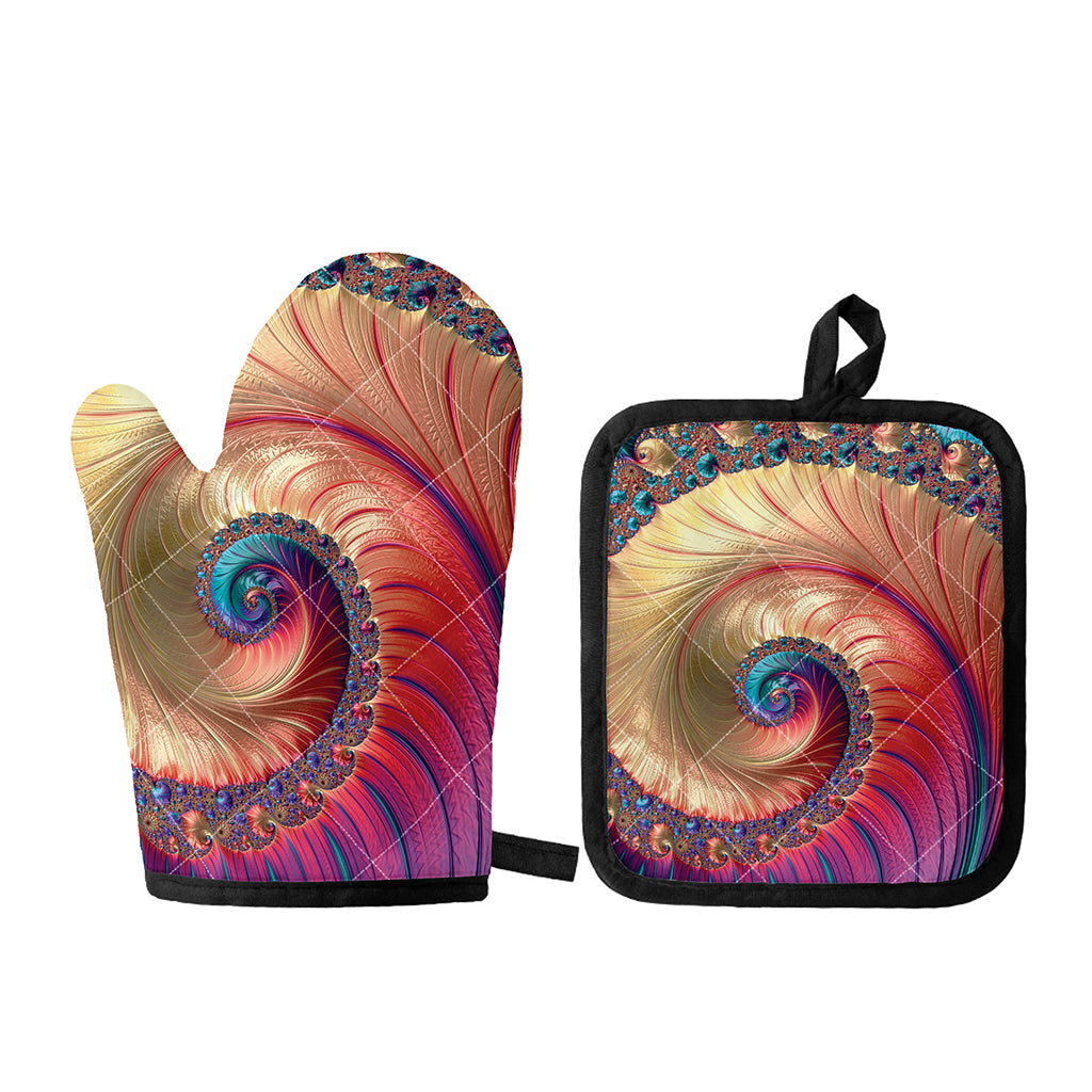Infinite Fractal Print Oven Mitt And Pot Holder Set