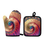 Infinite Fractal Print Oven Mitt And Pot Holder Set