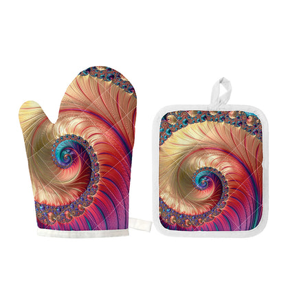Infinite Fractal Print Oven Mitt And Pot Holder Set