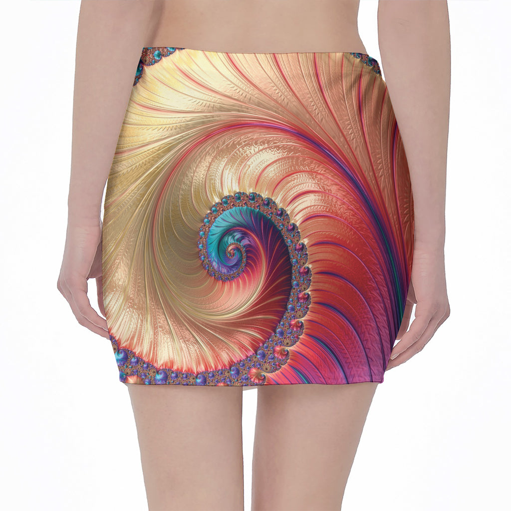 Infinite Fractal Print Pencil Mini Skirt