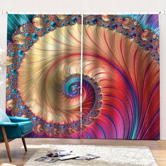 Infinite Fractal Print Pencil Pleat Curtains